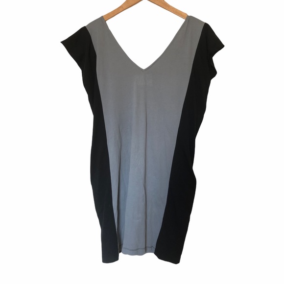 TONLE Shift Short Sleeve Midi Dress Black Gray Sustainable Recycled Size Small - Picture 10 of 10